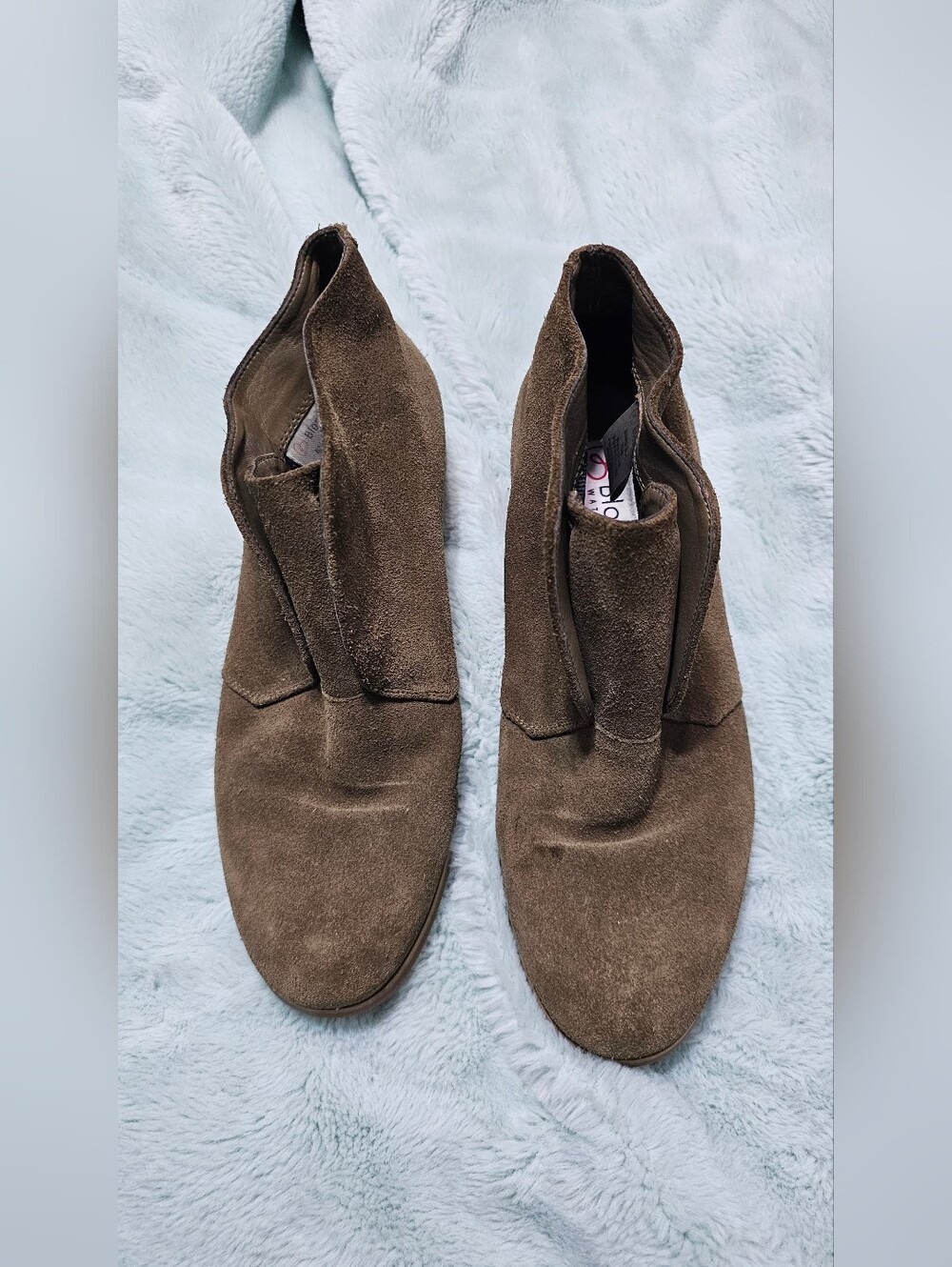 Blondo Olive Brown Suede Slip-On Ankle Shoes